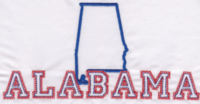 Embroidery Design: Alabama Outline and Name3.93" x 7.98"