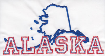 Embroidery Design: Alaska Outline and Name4.00" x 8.02"