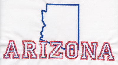 Embroidery Design: Arizona Outline and Name3.97" x 7.90"