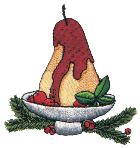 Embroidery Design: Baked Holiday Pear Dessert3.01" x 3.16"