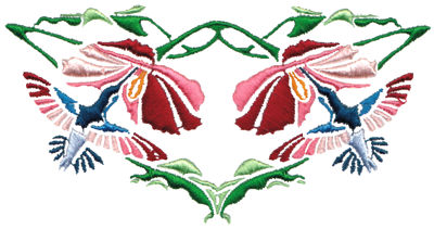 Embroidery Design: Hummingbirds & Flowers5.16" x 2.69"