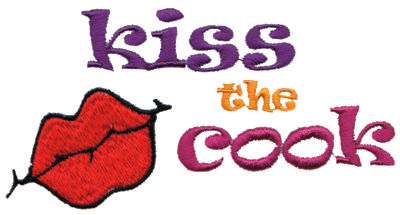 Embroidery Design: Kiss the Cook5.01" x 2.64"