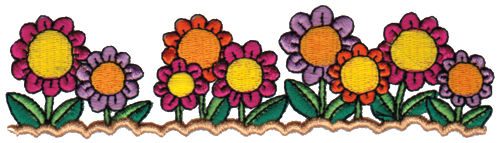 Embroidery Design: Garden Blooms6.08" x 1.63"