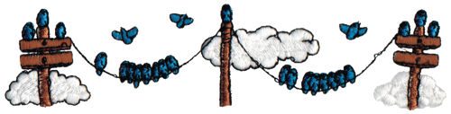 Embroidery Design: Birds on Telephone Lines6.47" x 1.55"