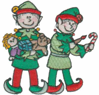 Embroidery Design: Busy Little Elves3.45" x 3.36"