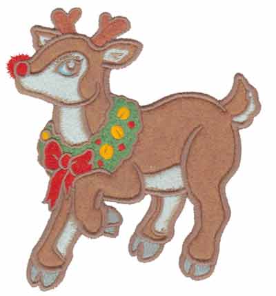 Embroidery Design: Rudolph Reindeer Applique5.02" x 5.51"
