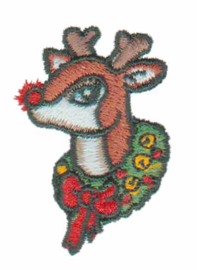 Embroidery Design: Rudolph Head1.29" x 1.83"