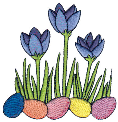 Embroidery Design: Crocuses in Garden3.46" x 3.58"