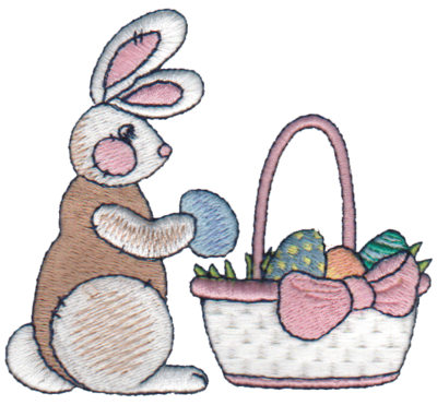Embroidery Design: Rabbit Hiding Eggs3.47" x 3.11"