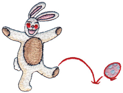 Embroidery Design: Rabbit Playing with Eggs4.02" x 3.03"