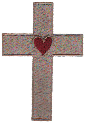 Embroidery Design: Heart In Cross2.38" x 3.42"