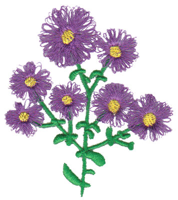Embroidery Design: Purple Aster2.82" x 3.23"
