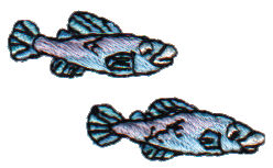 Embroidery Design: 2 Small Blue Fish1.56" x 0.87"