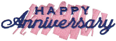 Embroidery Design: Happy Anniversary - Brush Stroke3.90" x 1.30"