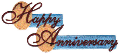 Embroidery Design: Happy Anniversary - Ovals & Blocks4.09" x 1.79"