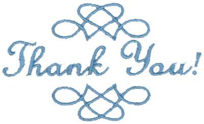 Embroidery Design: Thank You - Scrollwork3.75" x 2.24"