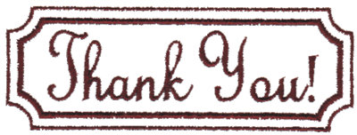 Embroidery Design: Thank You in Box3.77" x 1.35"