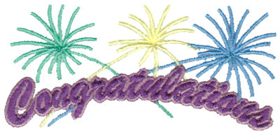Embroidery Design: Congratulations - Fireworks3.76" x 1.74"