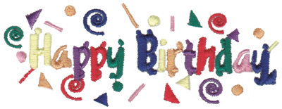Embroidery Design: Happy Birthday - Confetti4.51" x 1.70"