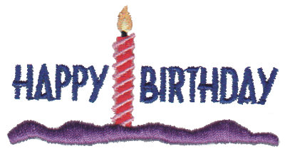Embroidery Design: Happy Birthday - Candle2.88" x 1.51"