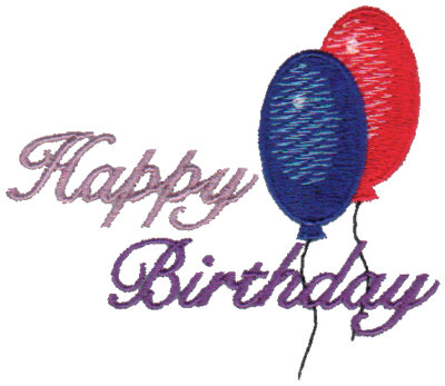 Embroidery Design: Happy Birthday - Balloons3.19" x 2.72"