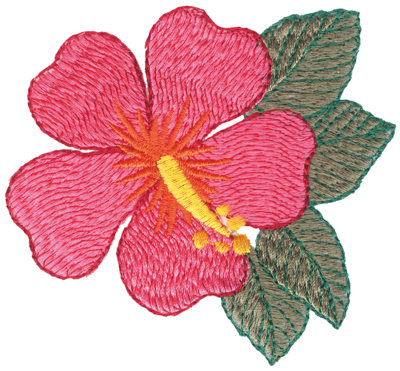 Embroidery Design: Fuscia Hibiscus3.81" x 3.48"