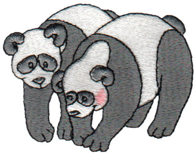 Embroidery Design: 2 Pandas3.15" x 2.45"