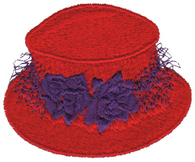 Embroidery Design: Red Hat with Roses3.00" x 2.46"
