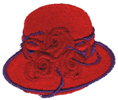 Embroidery Design: Red Hat with Purple Trim2.53" x 2.08"