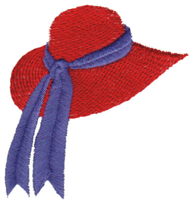 Embroidery Design: Red Hat with Ribbon2.75" x 2.89"