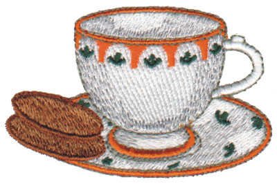 Embroidery Design: Tea & Biscuits2.97" x 1.89"