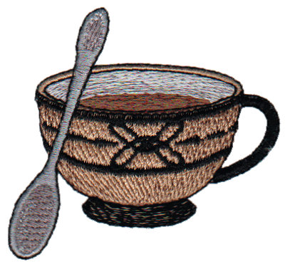 Embroidery Design: Coffee Cup/Teacup with Spoon2.57" x 2.40"