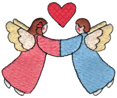 Embroidery Design: Angels In Love3.12" x 2.54"