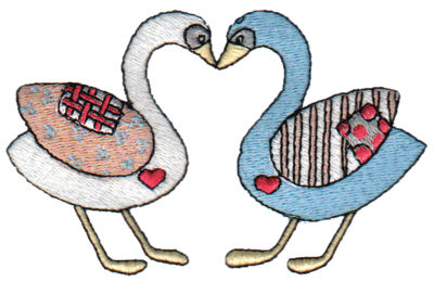 Embroidery Design: Kissing Geese3.84" x 2.38"
