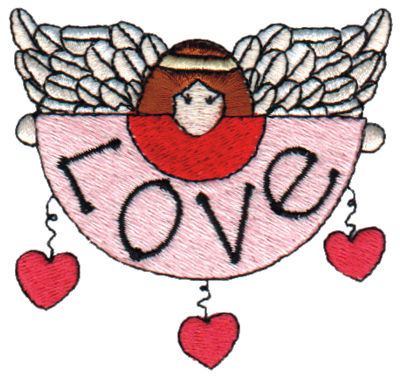 Embroidery Design: Angel w/ Love Banner2.95" x 2.75"