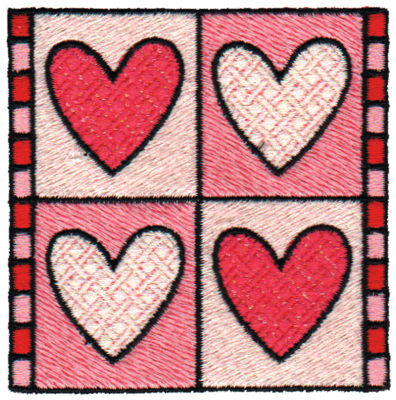 Embroidery Design: Heart Quilt Square3.06" x 3.07"