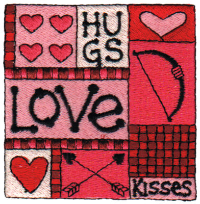 Embroidery Design: Hugs, Love & Kisses3.07" x 3.06"