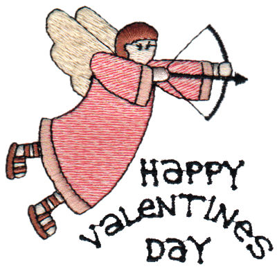 Embroidery Design: Happy Valentine's Day - Angel3.17" x 3.00"