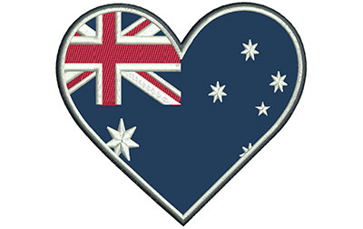 Embroidery Design: Aussie Heart Applique Lg 5.05w X 4.50h