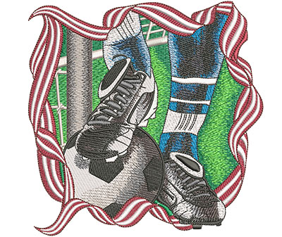 Embroidery Design: Soccer Foot And Ball Lg 6.00w X 6.01h