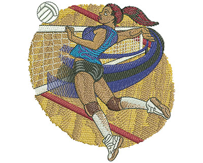 Embroidery Design: Volleyball Jump Spike Lg 4.50w X 4.88h