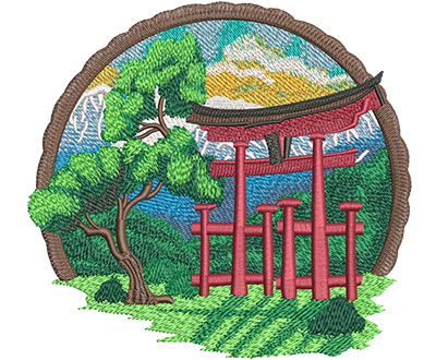 Embroidery Design: Shinto Shrine Lg 6.02w X 5.60h