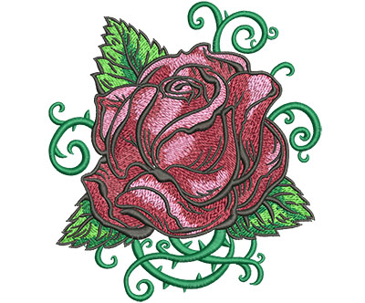 Embroidery Design: Tattoo Rose Lg 5.46w X 6.02h