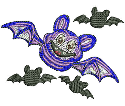 Embroidery Design: Halloween Bat Lg 3.49w X 2.61h