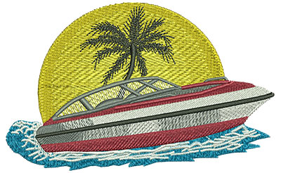 Embroidery Design: Boat Lg 4.52w X 2.82h