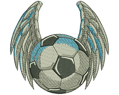 Embroidery Design: Bird Winged Soccer Ball Lg 4.02w X 3.81h
