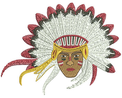 Embroidery Design: Indian Chief Head Lg 4.00w X 3.08h