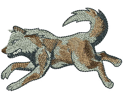 Embroidery Design: Running Wolf Lg 4.02w X 2.76h