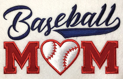 Embroidery Design: Baseball Mom Applique 6.83w X 4.18h