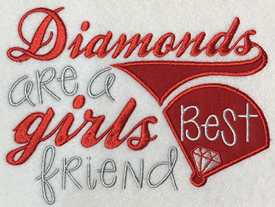 Embroidery Design: Diamonds Are A Girls Best Friend Applique 6.70w X 5.11h